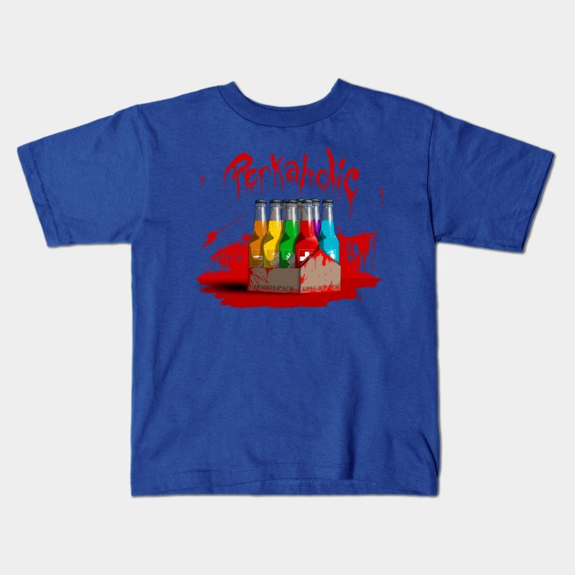 Zombie 8-Pack Bloodied Perkaholic on Royal Blue Kids T-Shirt by LANStudios